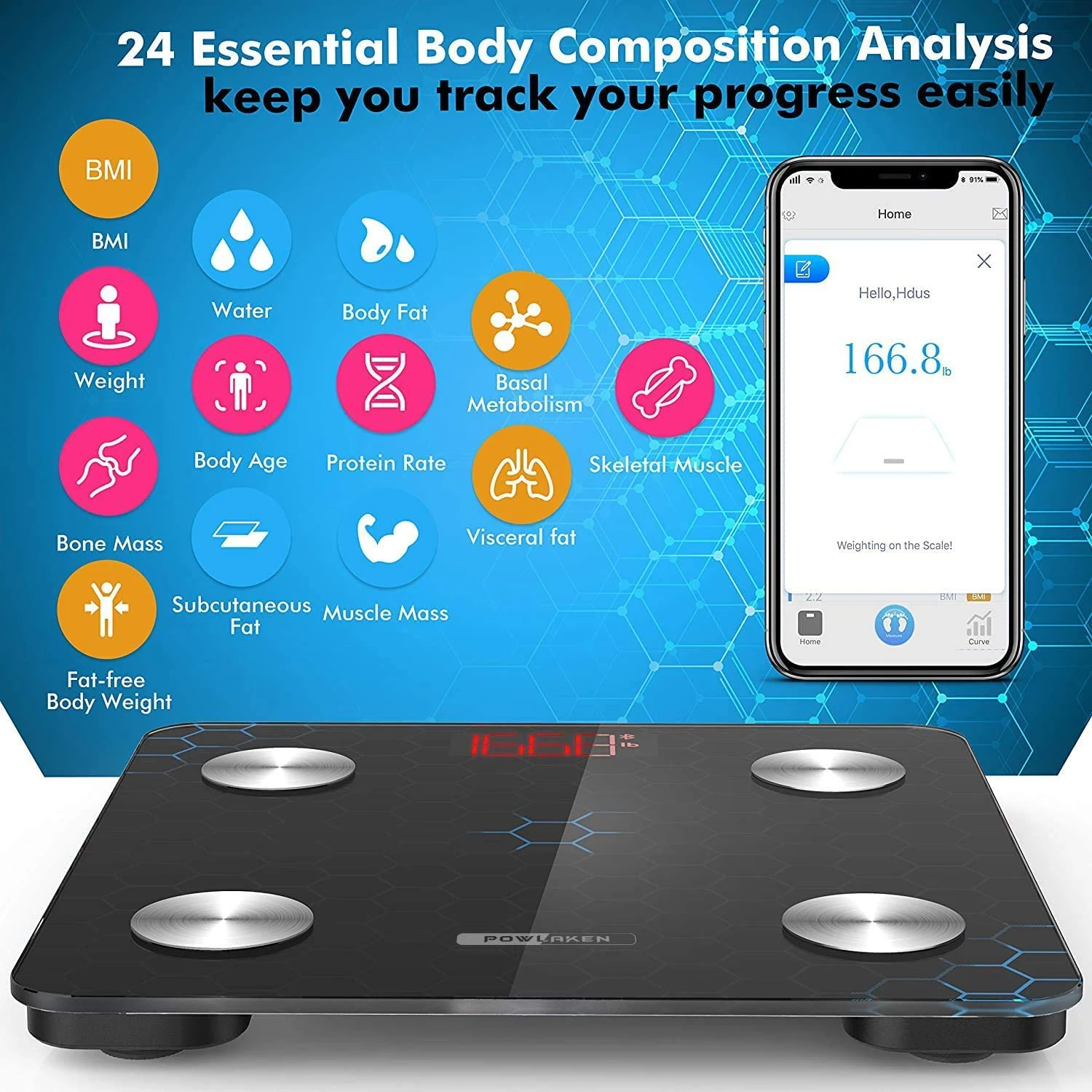 Powlaken Body Fat Scale Smart BMI Scale 4 Powlaken Body Fat Scale Smart BMI Scale - Image 2