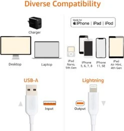 Amazon Basics ABS USB-A To Lightning Cable Cord 3ft – Black – MFi Certified -Electronics Store Amazon Basics ABS USB A to Lightning Cable Cord 3ft Black MFi Certified 2