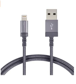Amazon Basics Nylon Braided Lightning To USB A Cable 6ft – Dark Gray – MFi Certified