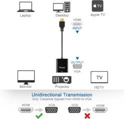 Moread Gold-Plated Active HDMI To VGA Adapter (Male To Female) With Micro USB Power Cable & 3.5mm Audio Cable -Electronics Store Gold Plated Active HDMI to VGA Adapter 5