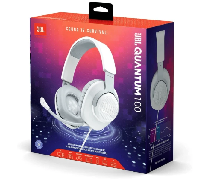 JBL Quantum 100 Wired Over Ear Gaming Headphones With Mic – White 9 JBL Quantum 100 Wired Over Ear Gaming Headphones With Mic – White - Image 7