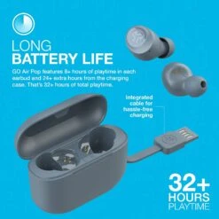 JLab Go Air Pop True Wireless Bluetooth Earbuds With Charging Case – Slate -Electronics Store JLab Go Air Pop True Wireless Bluetooth Earbuds with Charging Case Slate 2