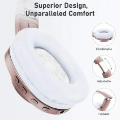 LETSCOM H10 Bluetooth 5.0 Over Ear Deep Bass Hi-Fi Sound Built-in Mic Headphones – Rose Gold -Electronics Store LETSCOM H10 Bluetooth 5.0 Over Ear Deep bass Hi Fi Sound Built in Mic Headphones Rose Gold