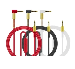 LINGYU 3.5mm Audio Replacement AUX Cable With Mic Cord 90 Degree Right Angle – 1 Cable