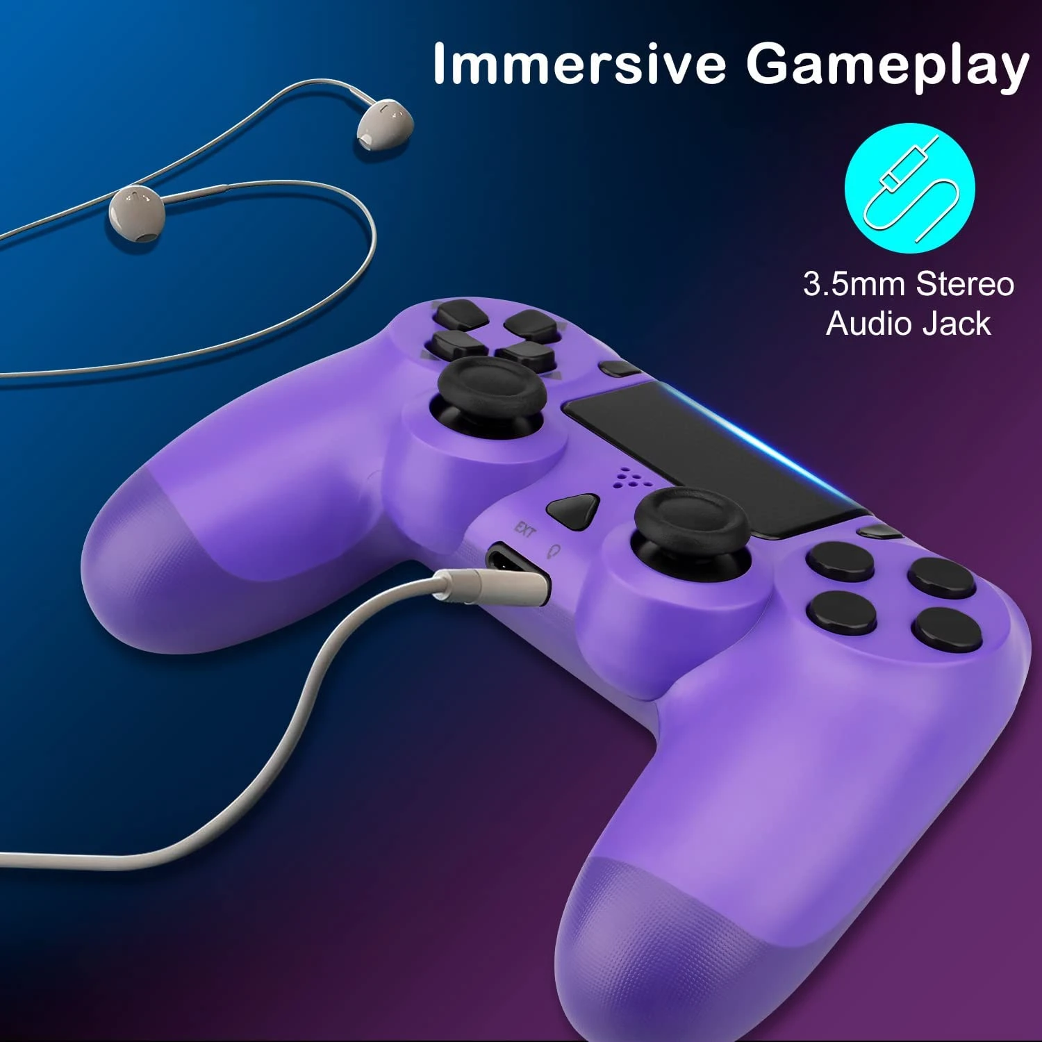 PS4 Aftermarket Wireless Controller Purple 4 PS4 Aftermarket Wireless Controller Purple - Image 2