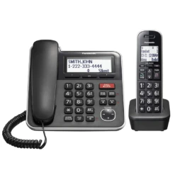 Panasonic Expandable Corded-Cordless Phone System With Answering Machine And One Touch Call Blocking – 1 Handset – KX-TGB850BKXTGB810S