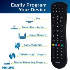 Philips 6 Device Universal Remote -Electronics Store Philips 6 Device Universal Remote Gloss Black 1