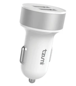 Tzumi Electric Candy 2.0A Dual Usb Car Adapter White