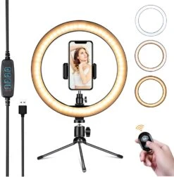 Powsure 10″ LED Ring Light With Tripod Stand & Phone Holder