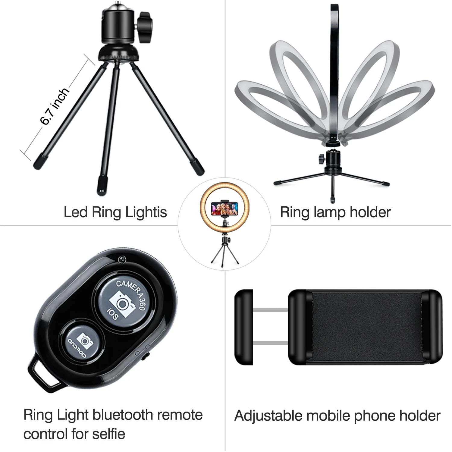 Powsure 10″ LED Ring Light With Tripod Stand & Phone Holder 4 Powsure 10″ LED Ring Light With Tripod Stand & Phone Holder - Image 2